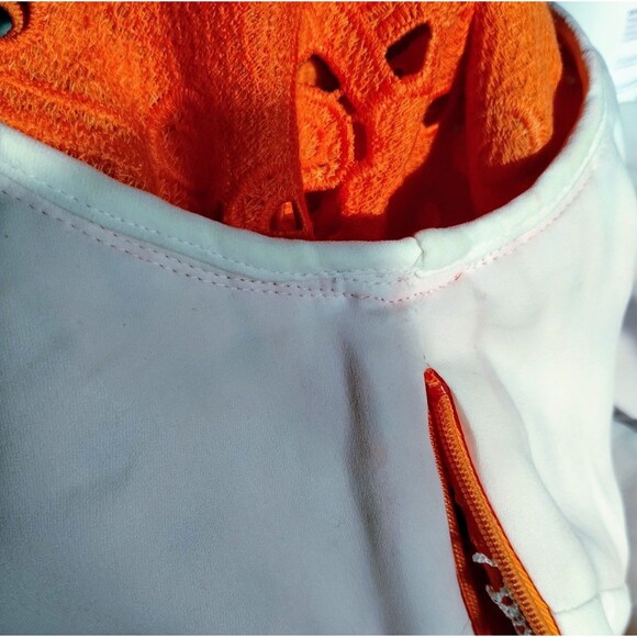 Dramatic Peplum Regency Style Size M Tangerine Embroidery Castle Milkmaid Eyelet - Picture 8 of 12